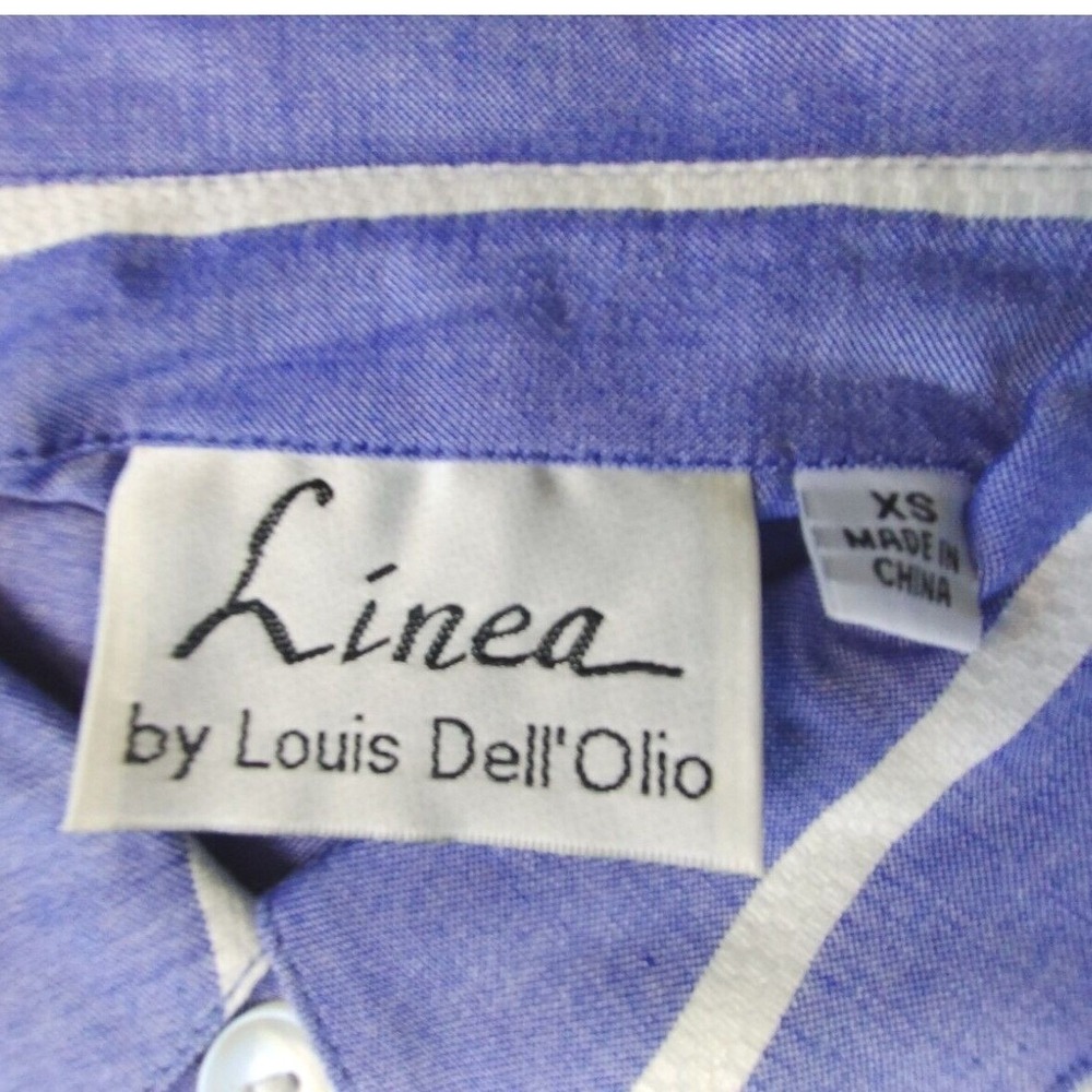 Louis Dell'Olio Top Womens XS Linea Button Up True Blue Striped Shirt NWT - Picture 3 of 6